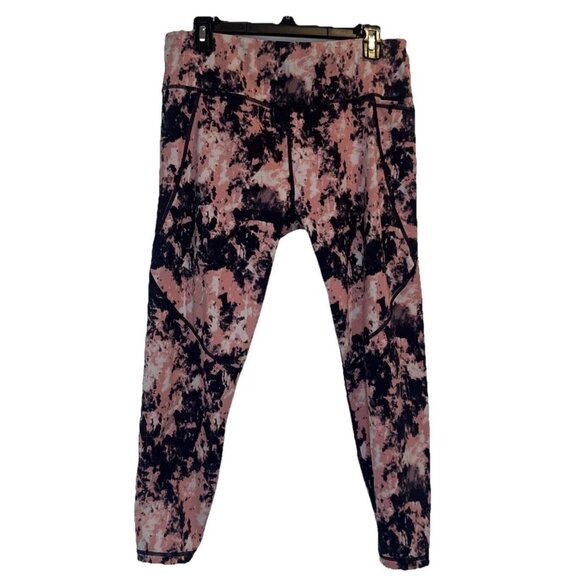Sweaty Betty Women’s Pink Blue Power Pocket 7/8 Length Leggings Sz XXL Stretch - Picture 1 of 15